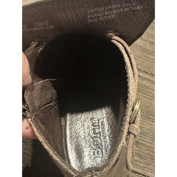 Born Jem Ankle Boots Booties Shoes Womens Size 7 Brown Leather Side Zip Up - Picture 8 of 9